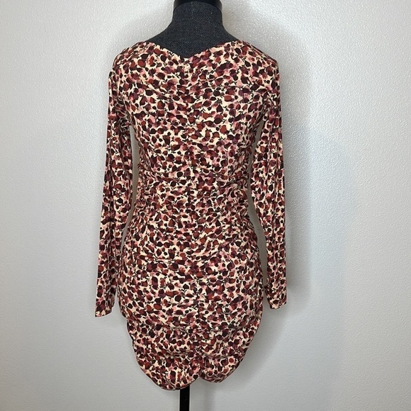 NWT ASOS Monki Tua ruched long sleeve mini dress in rose print Size Large - Picture 9 of 11